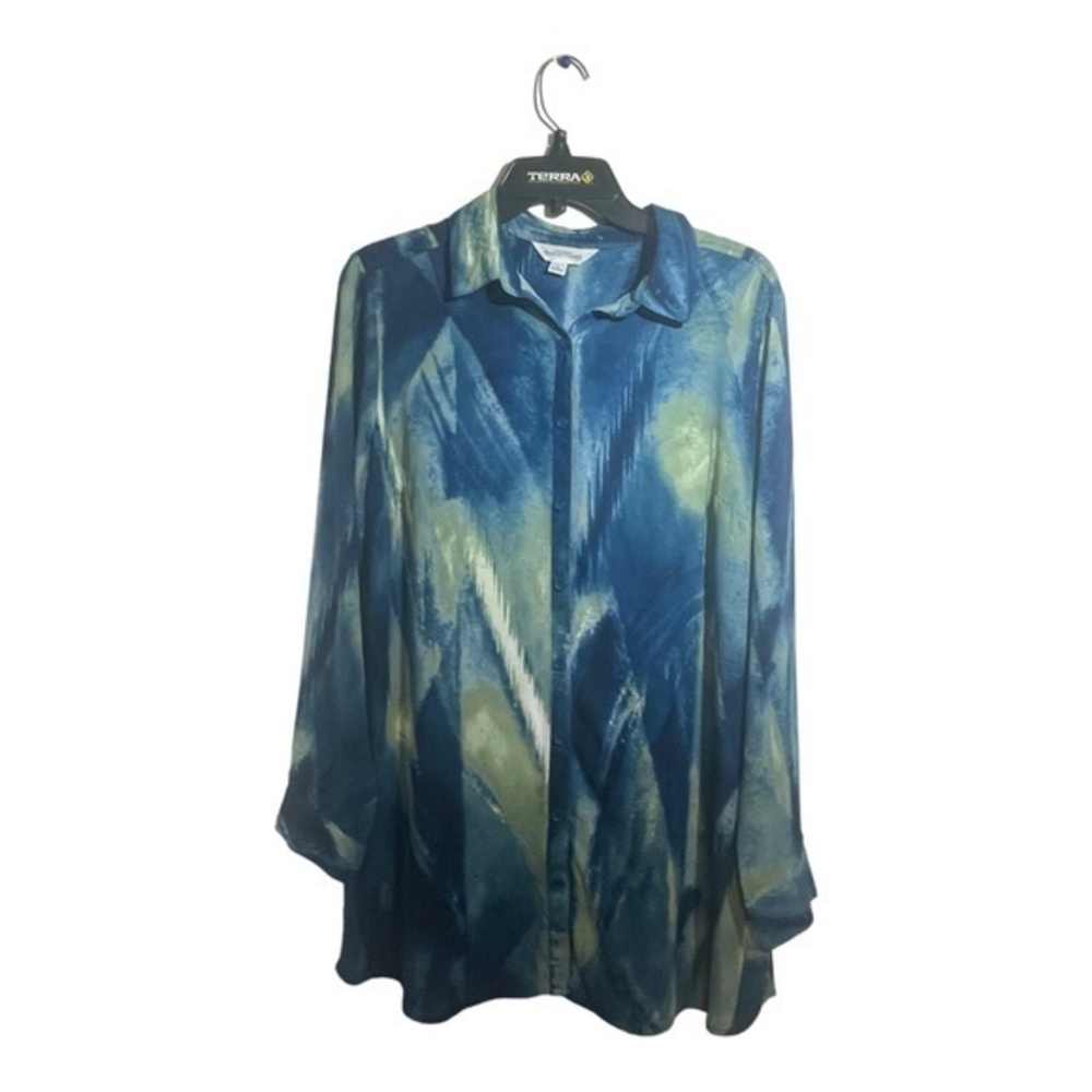Northern Reflections Womens Long Sleeve Button Down Blouse Lightweight Oversized